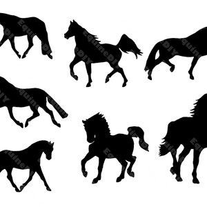 7 Trotting Horses Clip Art for logo, custom vinyl, personalized, show awards, websites, mugs, t-shirts, cricut, vinyl stickers