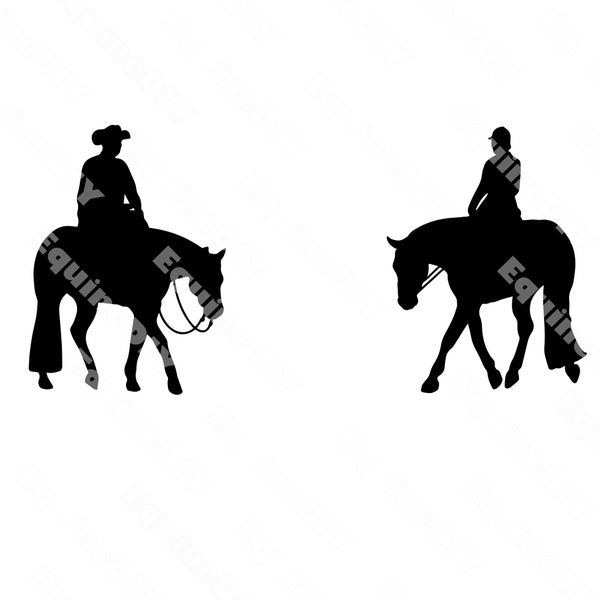 Horse Clip Art Western Pleasure en Hunter Under Saddle Show Horse voor onderscheidingen, stickers, logo's, mokken, tuimelaars, t-shirts, cricut