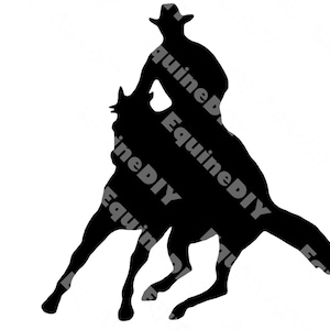 ClipArt Reining Pferd Rollback, Kuh Pferd, Cowboy, für Logos, Werbung, Aufkleber, T-Shirts, Becher, Tassen