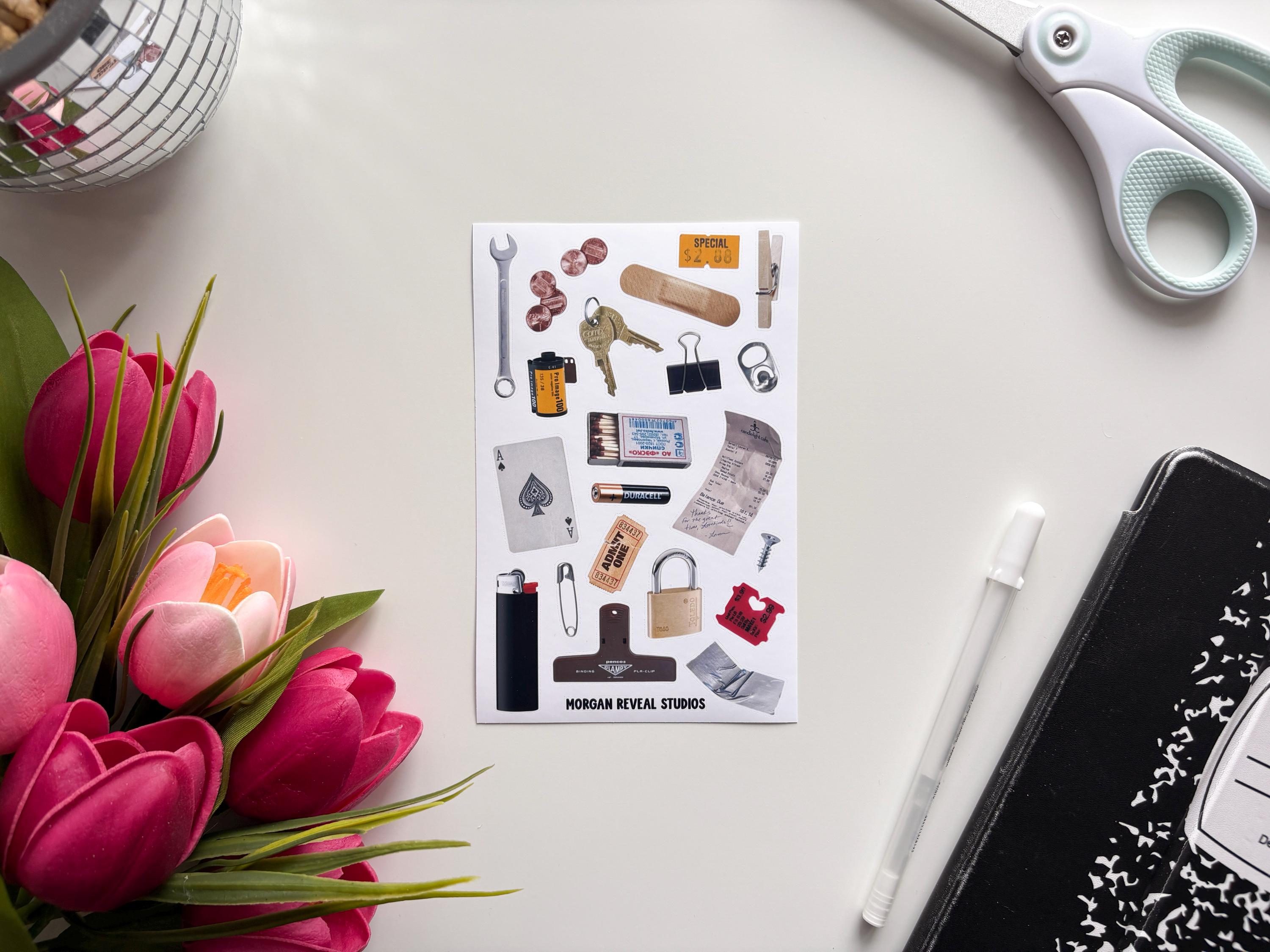 Journal In Drawer Junk Drawer | Junk Journal Sticker Sheet, Scraps and Snippings for ...
