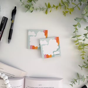 Karteczki samoprzylepne z tęczą i chmurami | Lista rzeczy do zrobienia, robienie notatek, mini notes, artykuły biurowe i prezenty