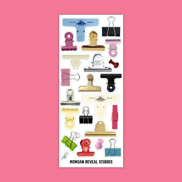 Clips and Holders | Junk Journal Sticker Sheet, Scraps and Snippings for Scrapbooking, Vision Board, Fabric and Y2K Aesthetic