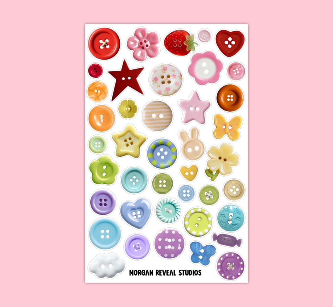 Bunch of Buttons | Junk Journal Sticker Sheet, Scraps and Snippings for ...