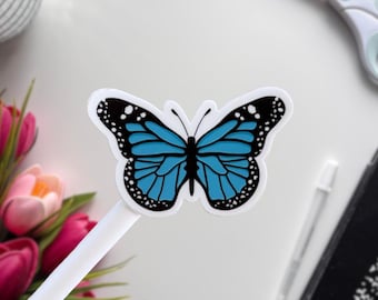 Pegatina de mariposa azul / Pegatina mate resistente a la intemperie con temática de insectos para Kindles, portátiles, botellas de agua, regalos para ella