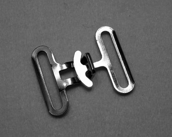 2-Piece 1-1/2" Cinch Nickel Belt Buckle Silvertone Hook & Eye Fastener Made in USA