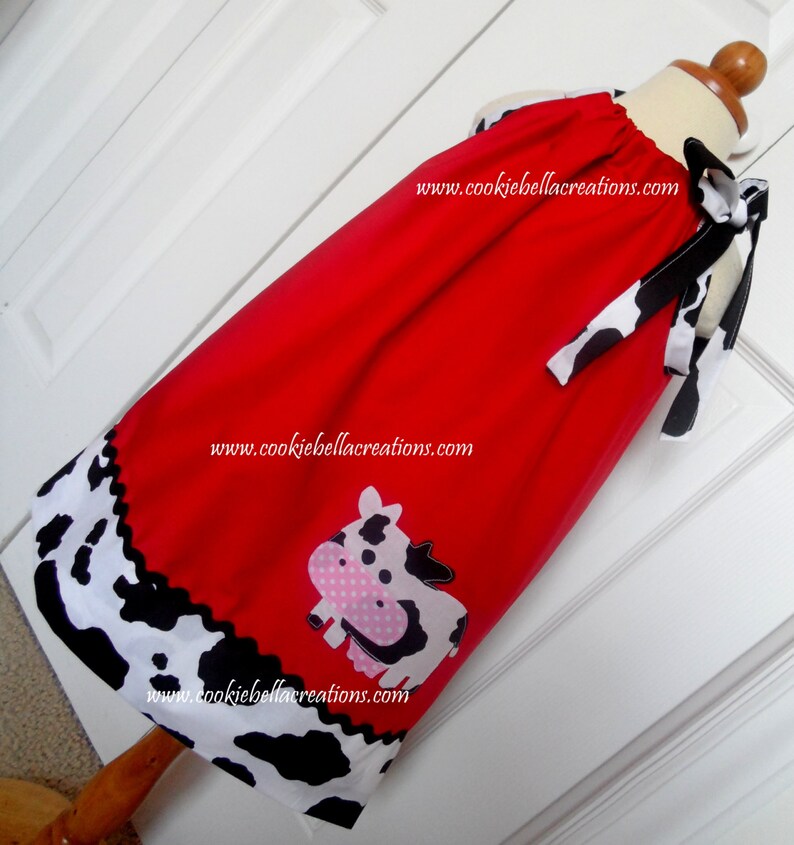 Sweet Barnyard Cow Red & Cow Print Pillowcase Dress Etsy