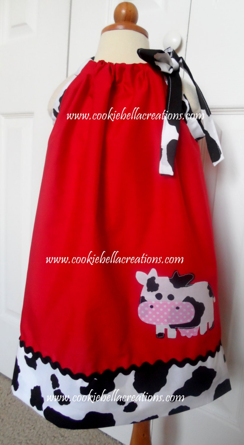 Sweet Barnyard Cow Red & Cow Print Pillowcase Dress Etsy