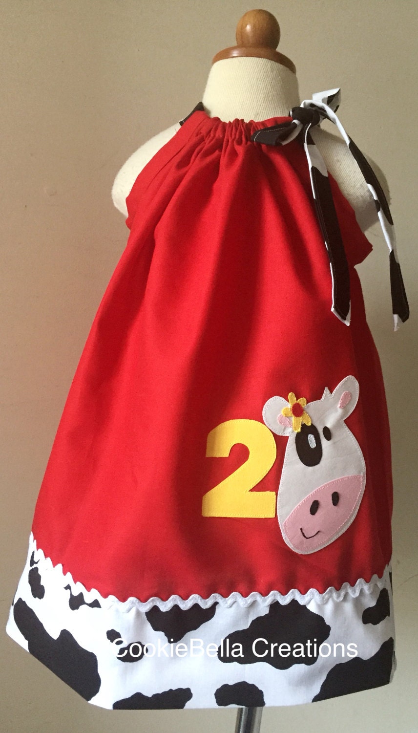 Farm Cow Red & Cow Print Pillowcase Dress Etsy