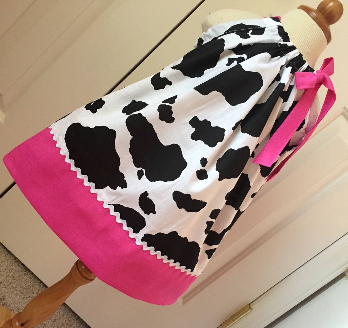 Barnyard Cow Pink & Cow Print Pillowcase Dress Etsy