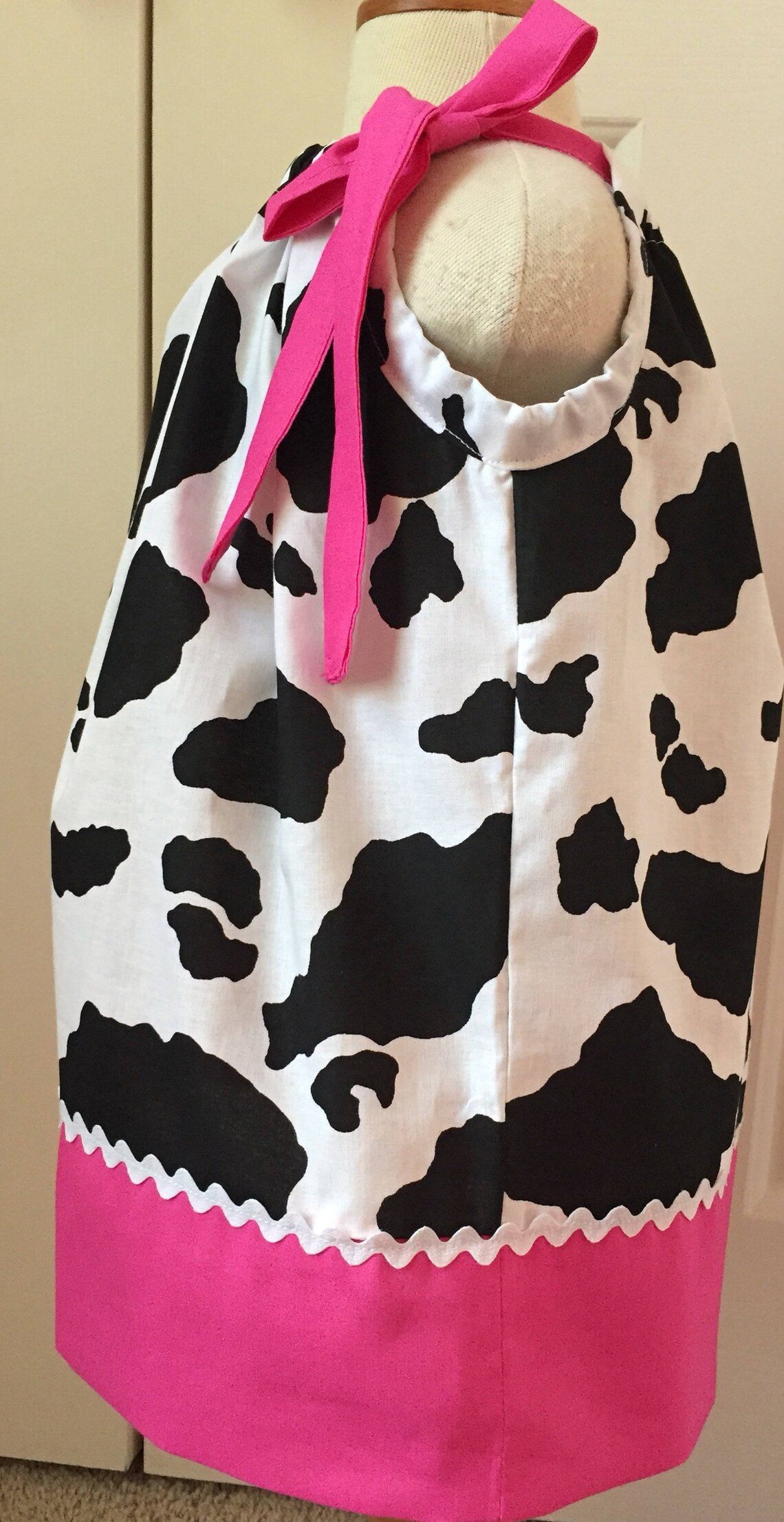 Barnyard Cow Pink & Cow Print Pillowcase Dress Etsy