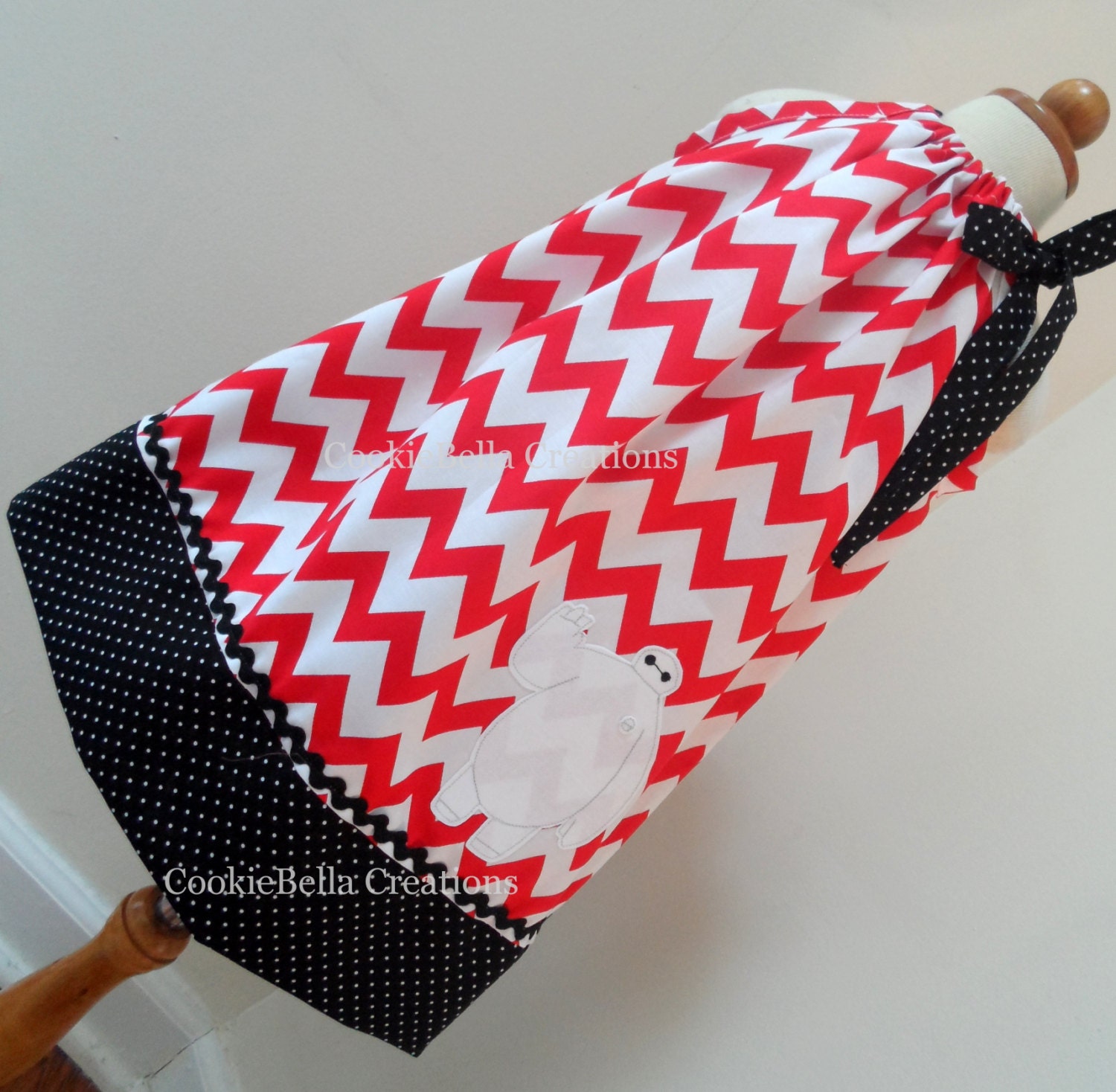 Baymax from Big Hero 6 Red Chevron & Polka Dot Pillowcase