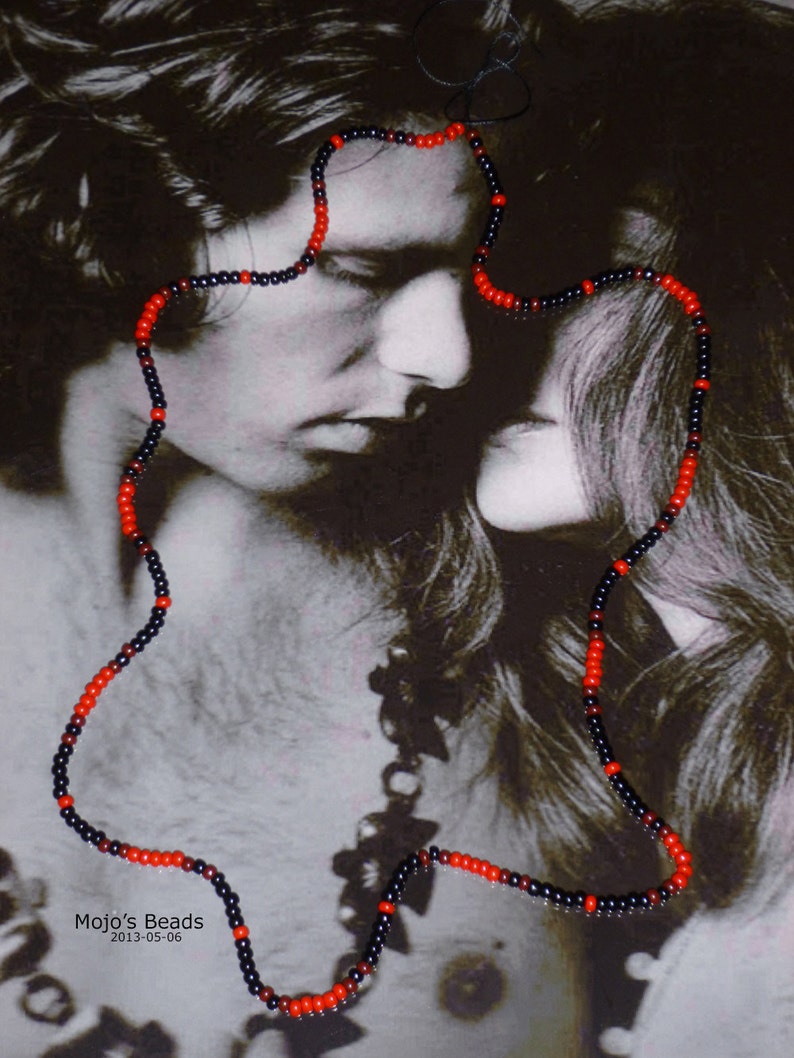 Jimbo Black & Red Jim Morrison Doors Young Lion Cobra Photo Shoot Bead Necklace image 1