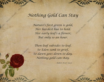 Robert Frost - Nothing Gold Can Stay - 1923 Poem - Printable Artwork Digital Download