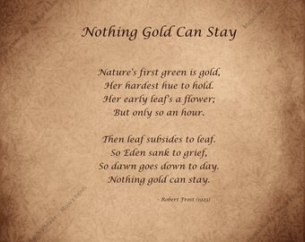 Robert Frost - Nothing Gold Can Stay - 1923 Poem - Printable Artwork Digital Download