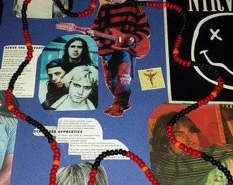 Kurt Cobain / Nirvana Inspired Bead Necklace "Red And Black Sweater"