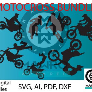 Motocross or Dirt Bike Silhouettes perfect for Vinyl or decals. You can use these files with a Cricut of a Cameo.