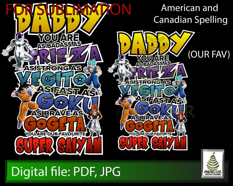 Download Dragon Ball Z inspired Goku Png Super Saiyan Dad | Etsy