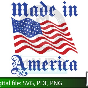 Hecho en América SVG, diseño de color SVG 2 del Día de la Independencia para siluetas y Cricuts. Gran idea para el 4 de julio ponerse tazas y camisetas.