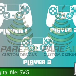 Videospiel SVG Spieler 1,2,3 SVG Family Design. Perfekt für Cricut und Silouette Plotter.