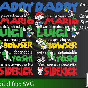 Super Mario Bros inspireerde ons vaderdag- of verjaardags-T-shirtontwerp. Vaderdag SVG digitaal bestand om te knippen met elke cricut of Silouette.