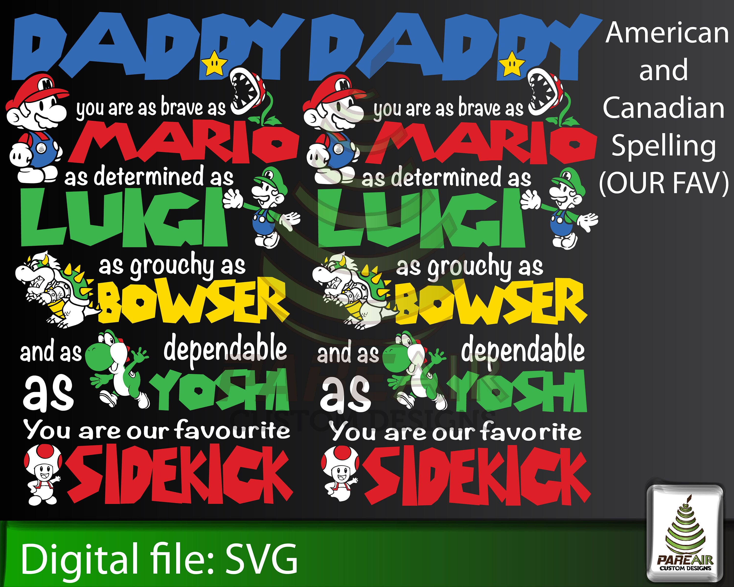 Super Mario Bros Inspired OUR Fathers Day or Birthday T-shirt - Etsy