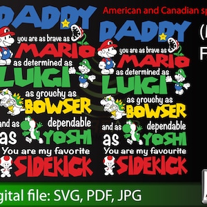 Daddy Super Mario Bros inspireerde het ontwerp van MIJN Vaderdag of Verjaardag T-shirt. Vaderdag SVG digitaal bestand klaar om cricut of silhouet te snijden.