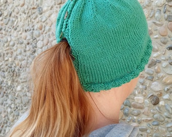 wool ponytail beanie