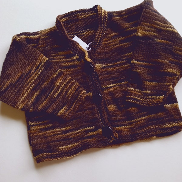 Merino Wool Handknit Baby Sweater 3 to 6 Months - Baby Shower Gift