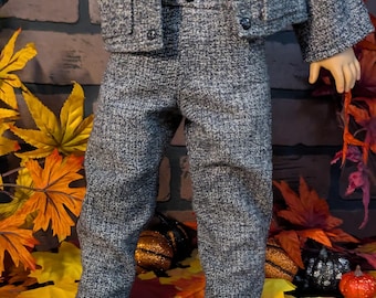 Grey Flannel Straight Leg Pants for 18in dolls