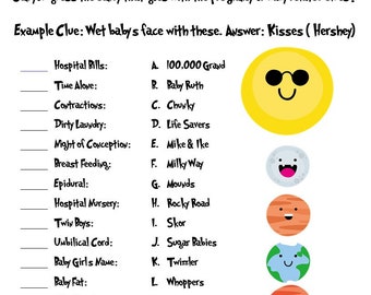 Name That Candy Solar System or Planets Themed Baby Shower Game