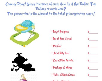 Guess That Price Baby Shower Game