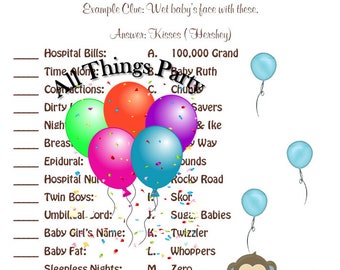 Name That Candy Baby Monkey Themed Baby Shower Game