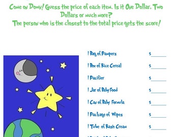 Night or Moon Themed Baby Shower Games (2 Pack)