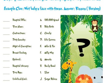Jungle Animal Baby Shower Game: Name That Candy