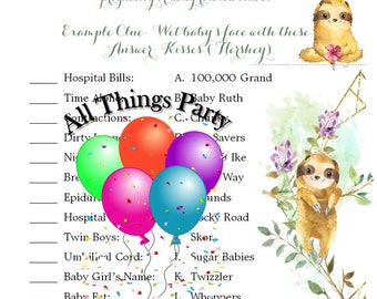 Name That Candy Sloth Themed Baby Shower Game