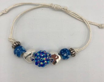 Ladies Beaded Jewelry, Woman’s Adjustable Bracelet, Blue Jewelry,  Gift for Her
