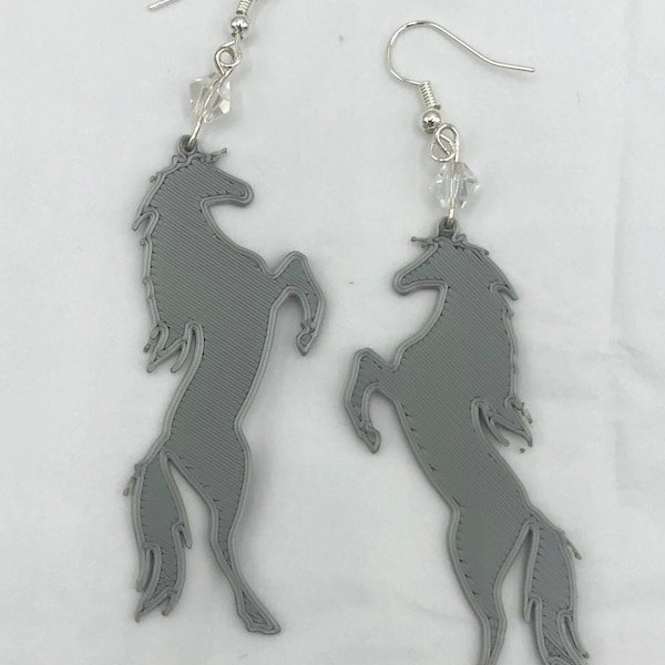 Silver Horse Dangle or Drop Earrings, Equine Jewelry, Gift For Horse Lover