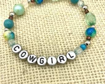Cowgirl Beaded Bracelet, Ladies Western Fashion Stretch Bracelet, Country Girl Style Jewelry