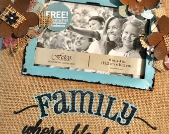 Rustic Burlap Picture Frame, Farmhouse Family Photo Frame, Farmhouse Home Decor