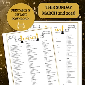 Printable Oscar Ballot 2025 Pdf - Etsy