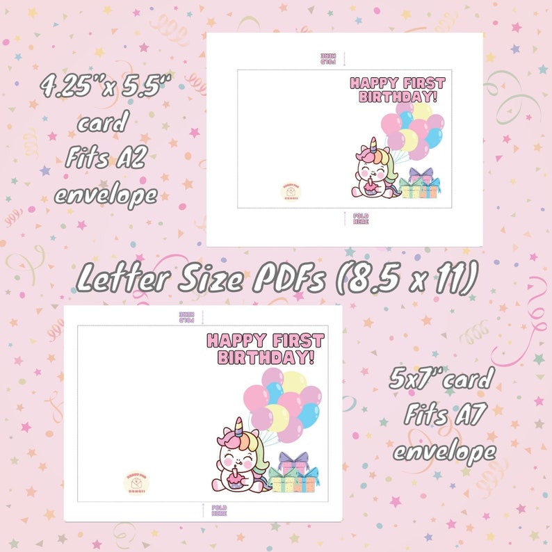 Printable Birthday Card, Printable Kawaii Card, Printable First ...