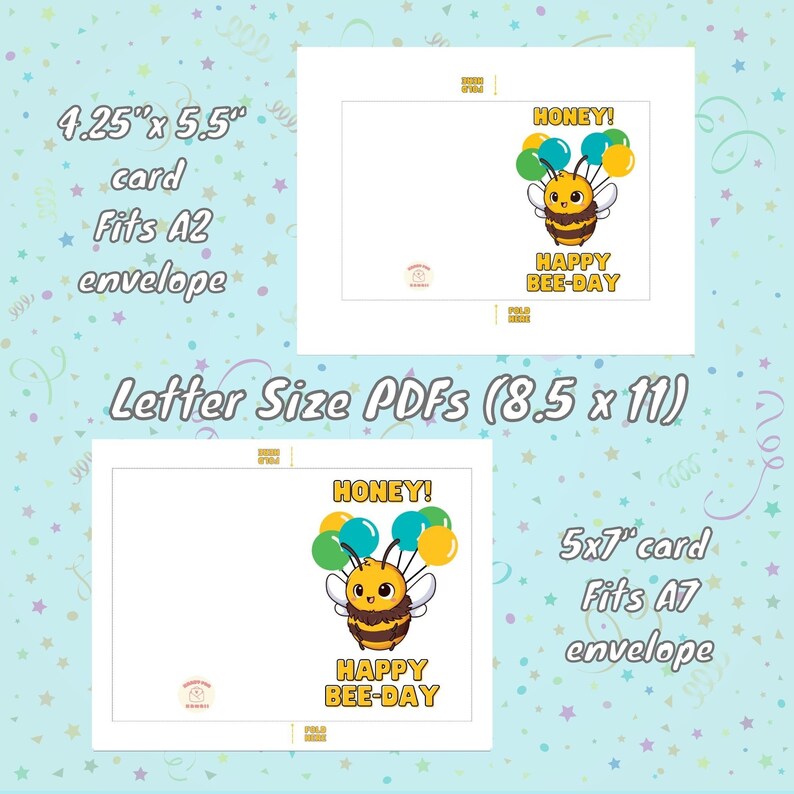 Printable Birthday Card, Printable Kawaii Card, Printable Bee-day Card ...