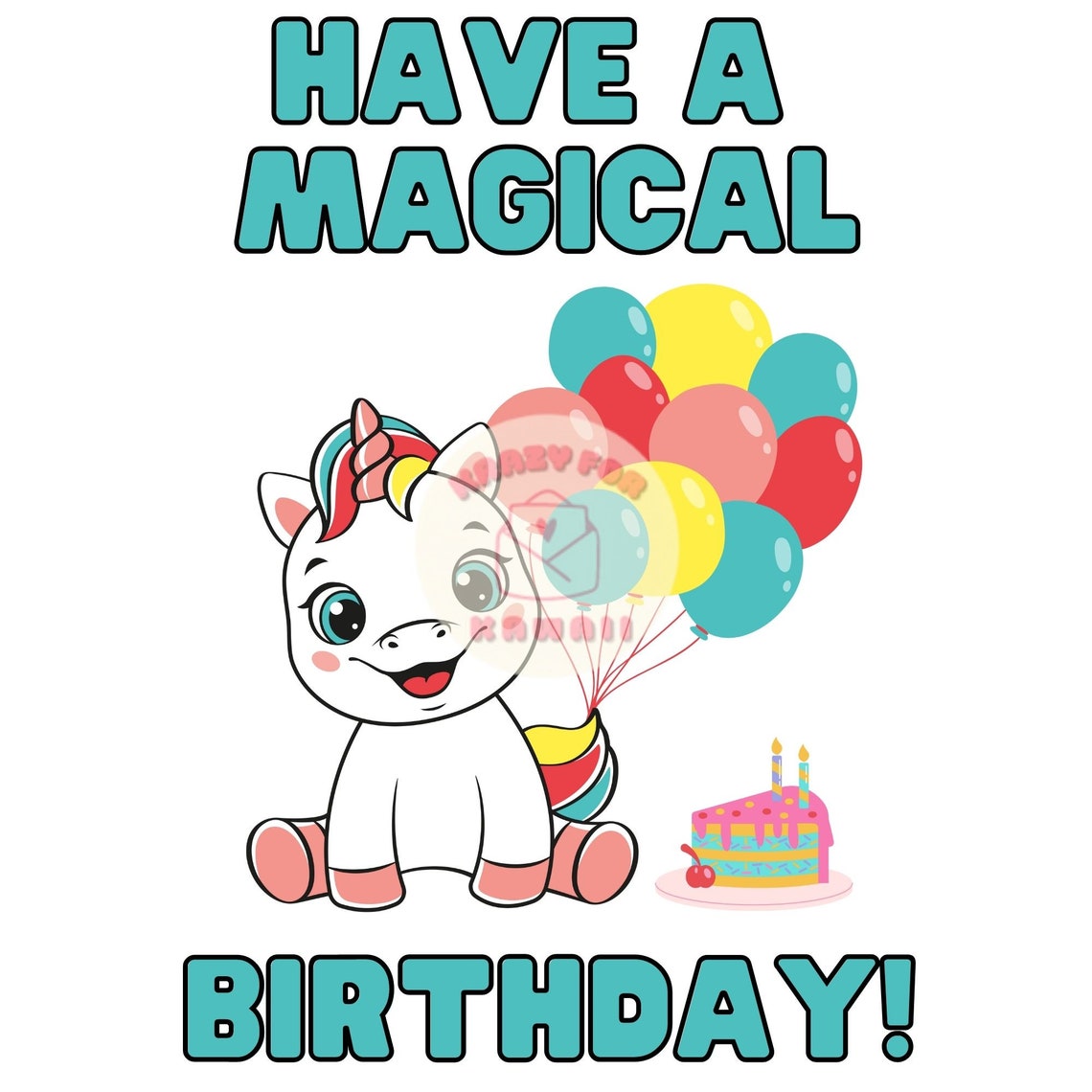 Printable Birthday Card, Printable Kawaii Card, Printable Magical Card ...