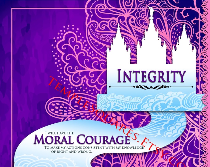 Printable - 3 sizes! LDS Young Women Personal Progress Values "Integrity" Ar Instant Download Digital Files