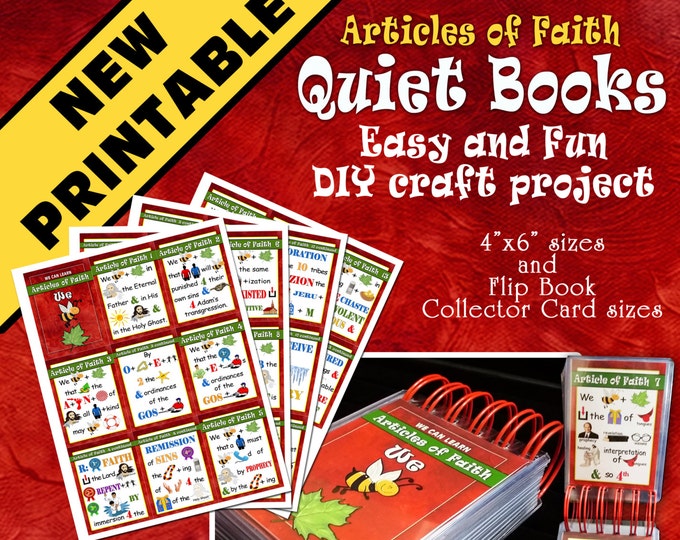 NEW PRINTABLE - Articles of Faith Quiet Book, Sacrament Book, Flip Book, Flash Cards, DIY 4x6 and Collector Card Sizes crafts or gifts