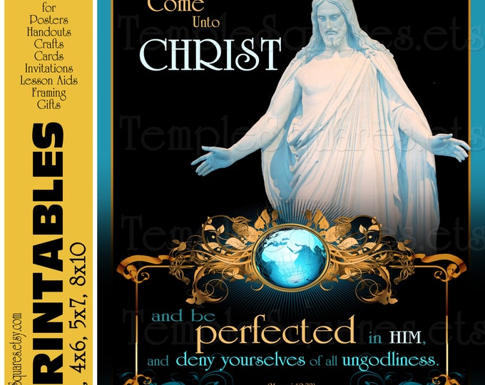 Printables Posters - 4 popular sizes and handouts Come Unto Christ bundle digital collage. Relief Society, YW, mutual, fine art, LDS