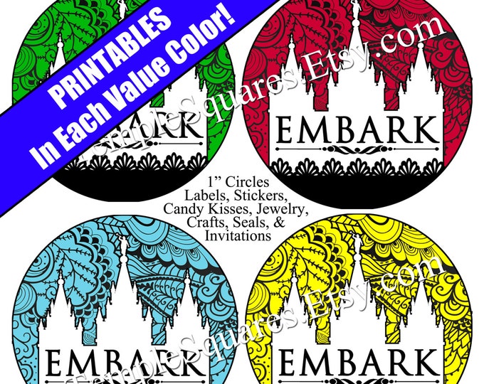 Printable Digital Files. Lace EMBARK Value Colors 1" circles LDS Mutual YW Young Women 2015 Theme Embark in the Service of God