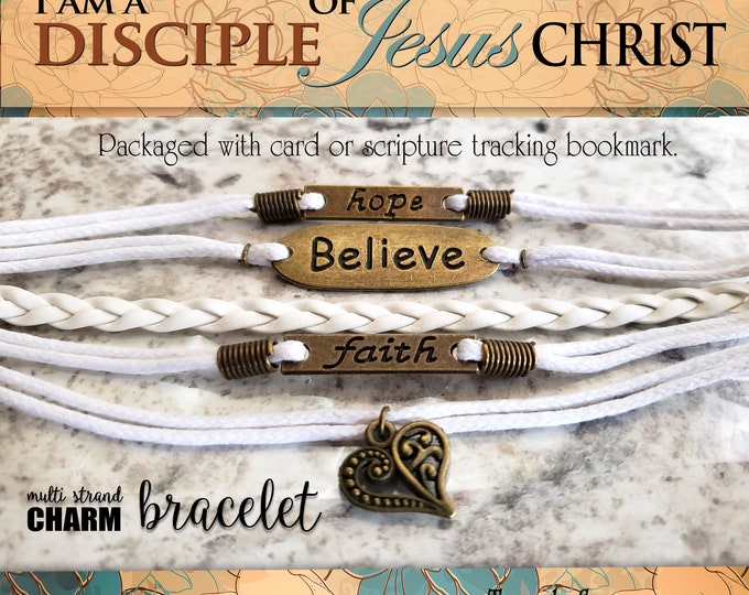 5 strand Charm Bracelets Hope Believe Faith Go and Do 1 Nephi 3:7 2020 Young Women Theme Jewelry Charms Missionary Christmas Birthday gifts