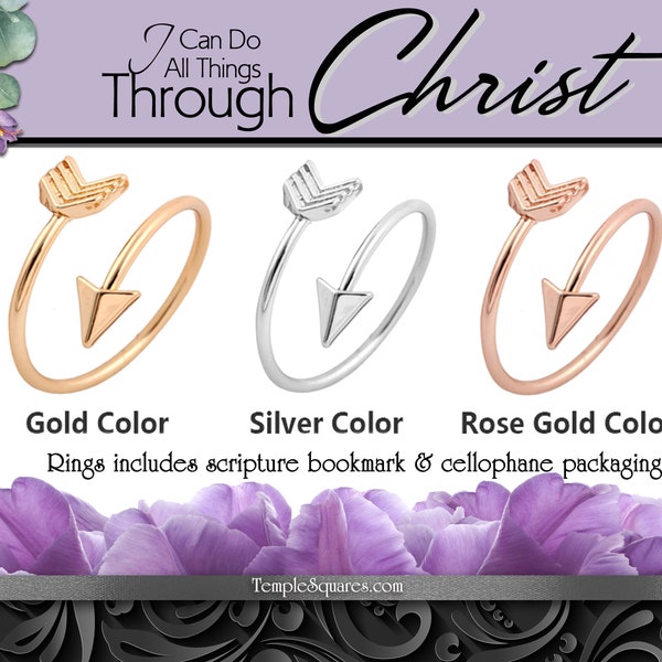 Arrow Adjustable Rings YW 2023 Youth Theme I Can Do All Things Through Christ Come Follow Me Young Women Christmas Relief Society Gift idea