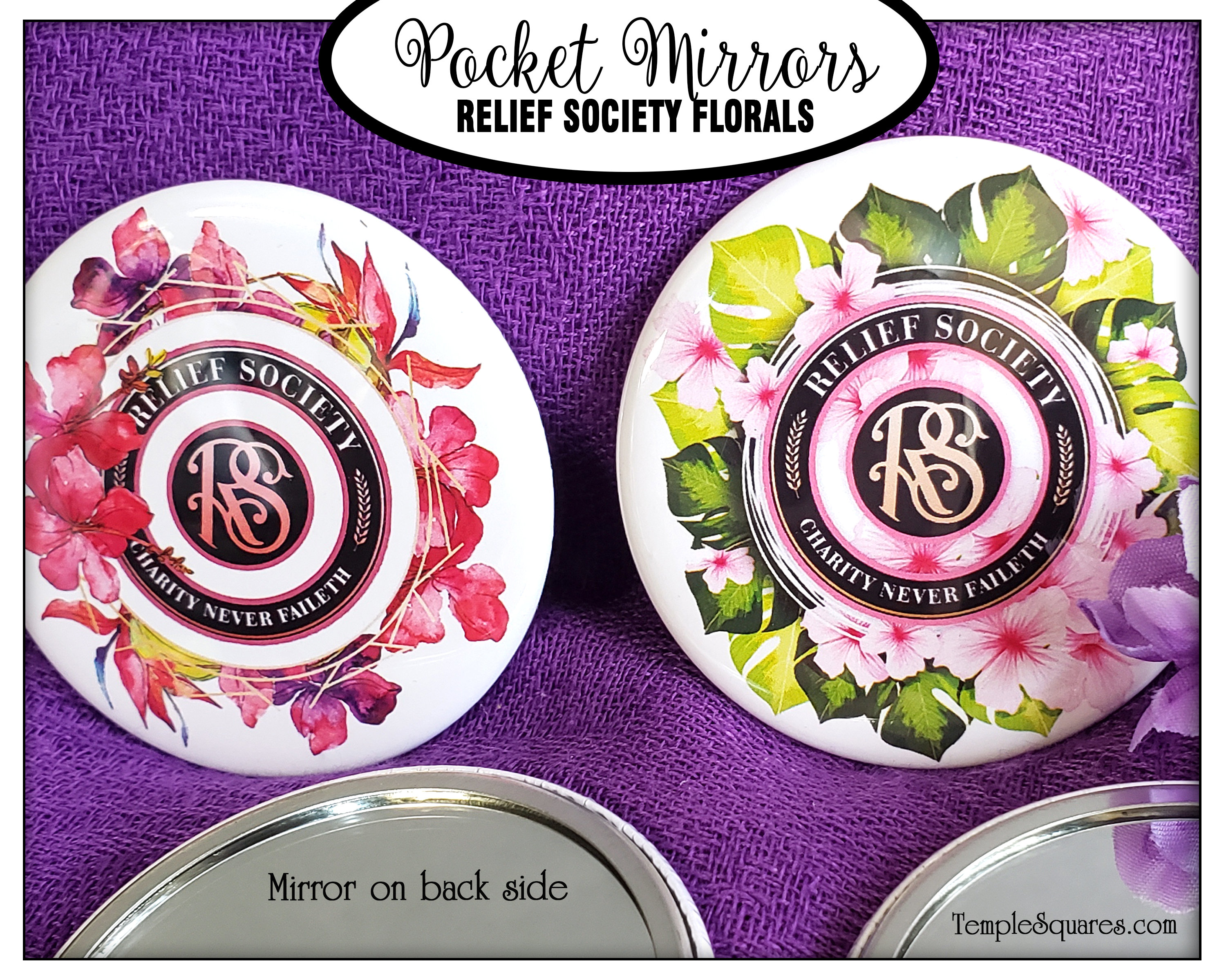 Relief Society Emblem Pocket Mirror Birthday Gift. YW Graduation Gifts